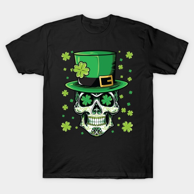 Sugar Skull Saint Patrick's Day T-Shirt by Pennelli Studio